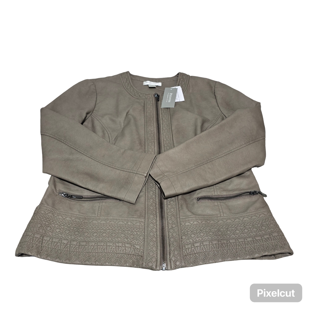 Christopher & Banks Women’s Faux Leather Full Zip Jacket Size P/Medium